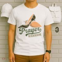 Camo Heels Prayer Warrior Faith God Jesus Christian Women T-Shirt thumb 6