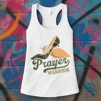 Camo Heels Prayer Warrior Faith God Jesus Christian Women Women's Tank Top thumb 3