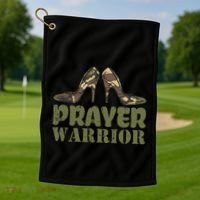 Camo Heels Prayer Warrior Faith God Jesus Golf Towel thumb 1
