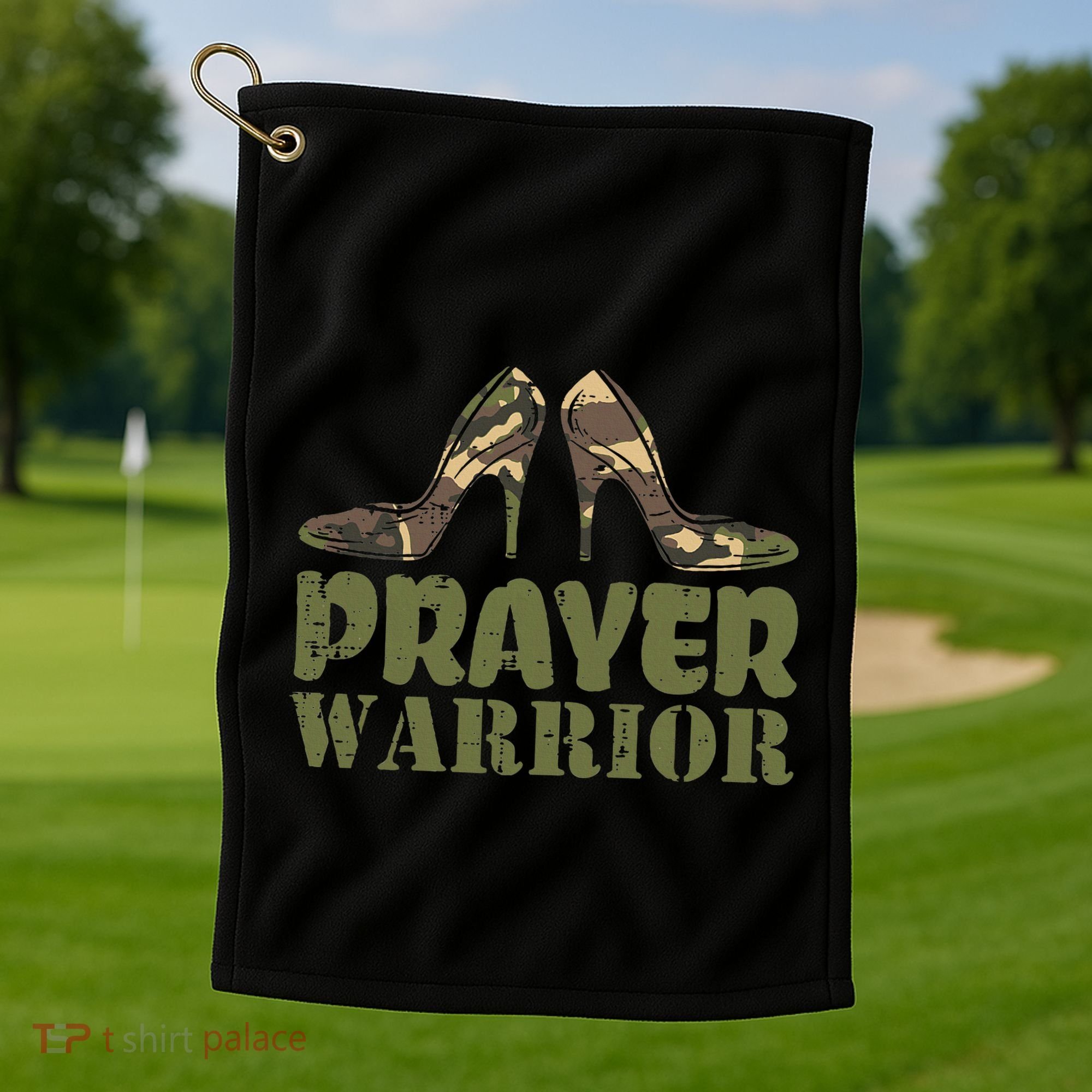 Camo Heels Prayer Warrior Faith God Jesus Golf Towel