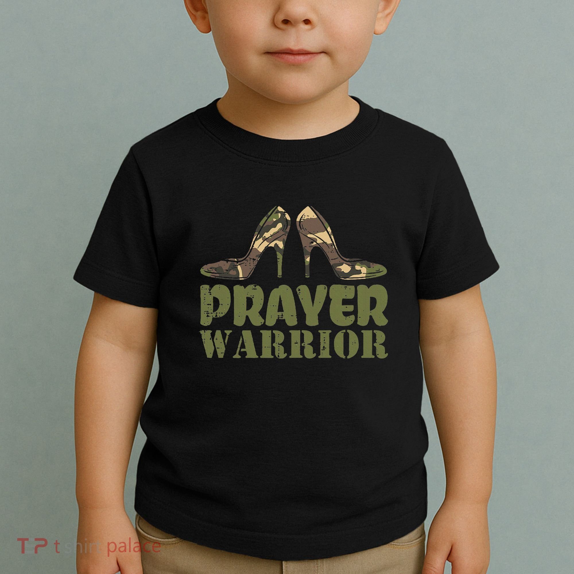 Camo Heels Prayer Warrior Faith God Jesus Toddler T-Shirt