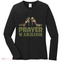 Camo Heels Prayer Warrior Faith God Jesus Women's Long Sleeve Shirt thumb 0