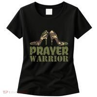 Camo Heels Prayer Warrior Faith God Jesus Women's T-Shirt thumb 0