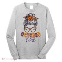 Cute Halloween Patterns October Girl Long Sleeve Shirt thumb 0