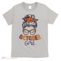 Cute Halloween Patterns October Girl T-Shirt thumb 0