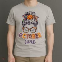 Cute Halloween Patterns October Girl T-Shirt thumb 3