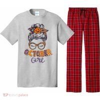 Cute Halloween Patterns October Girl Pajama Set thumb 0