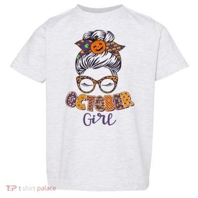 Cute Halloween Patterns October Girl Toddler T-Shirt