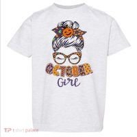 Cute Halloween Patterns October Girl Toddler T-Shirt thumb 0