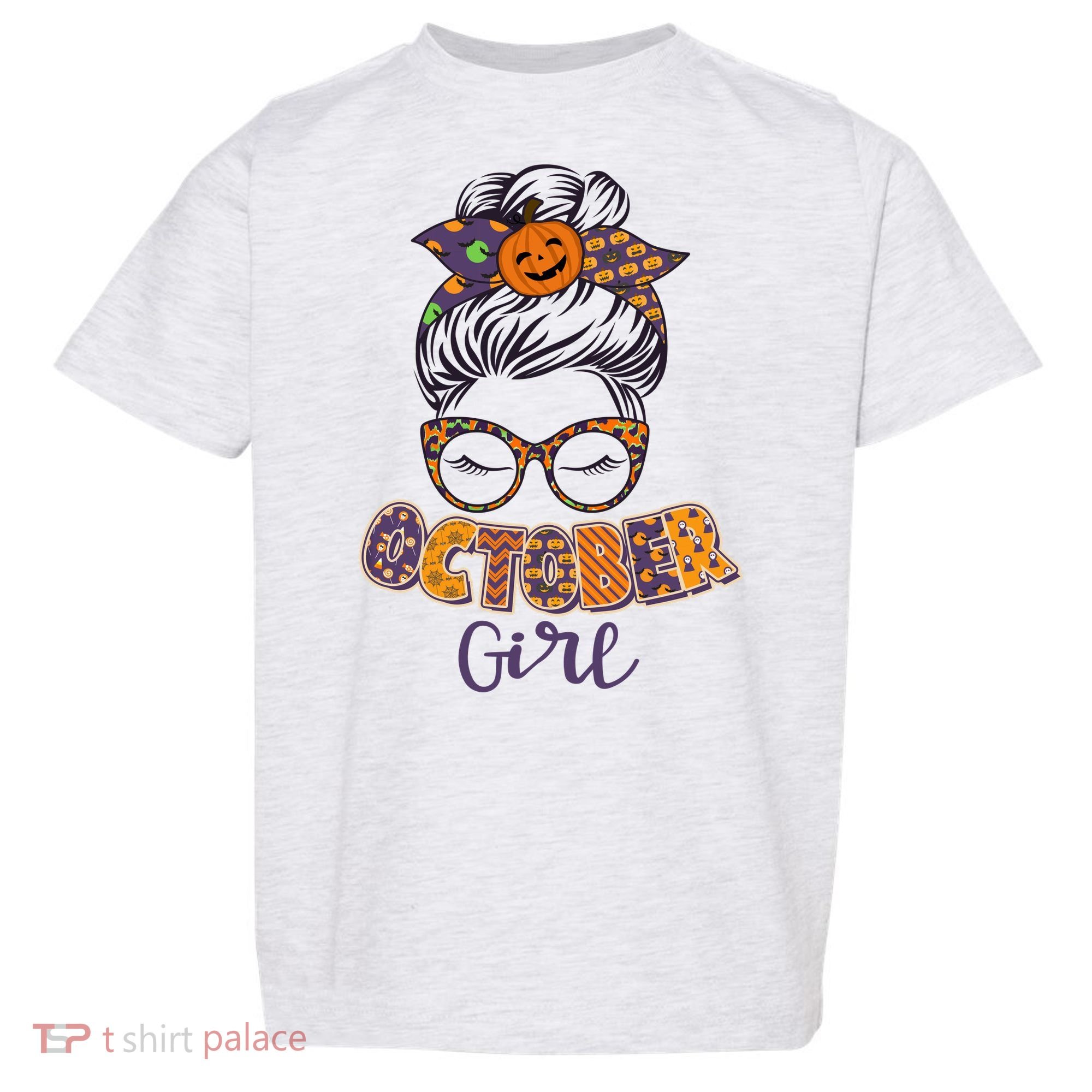 Cute Halloween Patterns October Girl Toddler T-Shirt