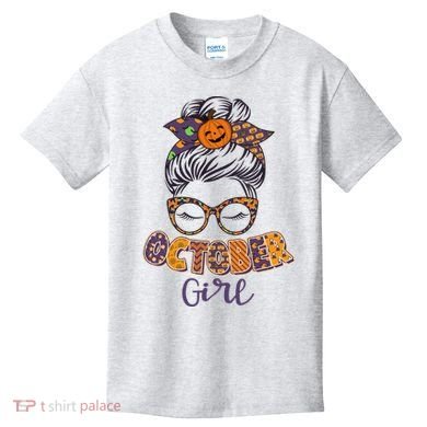 Cute Halloween Patterns October Girl Kids T-Shirt