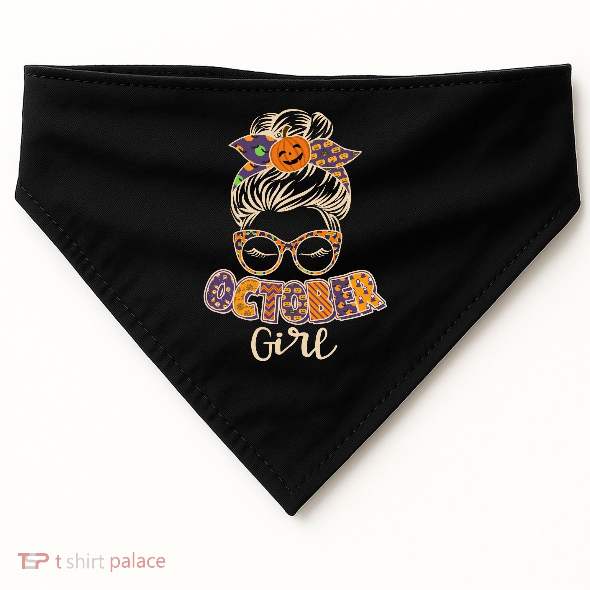 Cute Halloween Patterns October Girl USA-Made Doggie Bandana