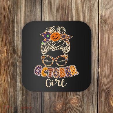 Cute Halloween Patterns October Girl Coaster