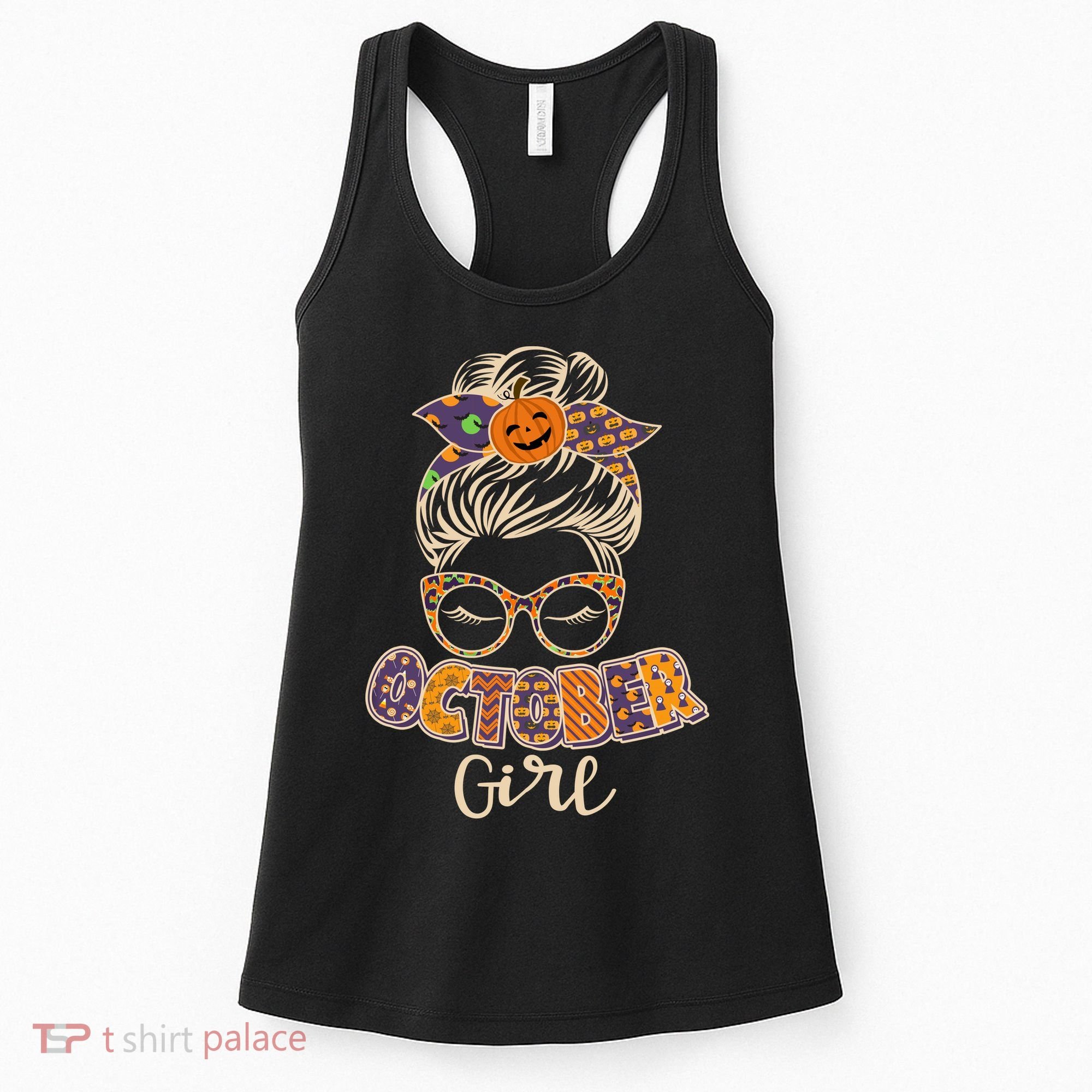 Cute Halloween Patterns October Girl Women's Tank Top