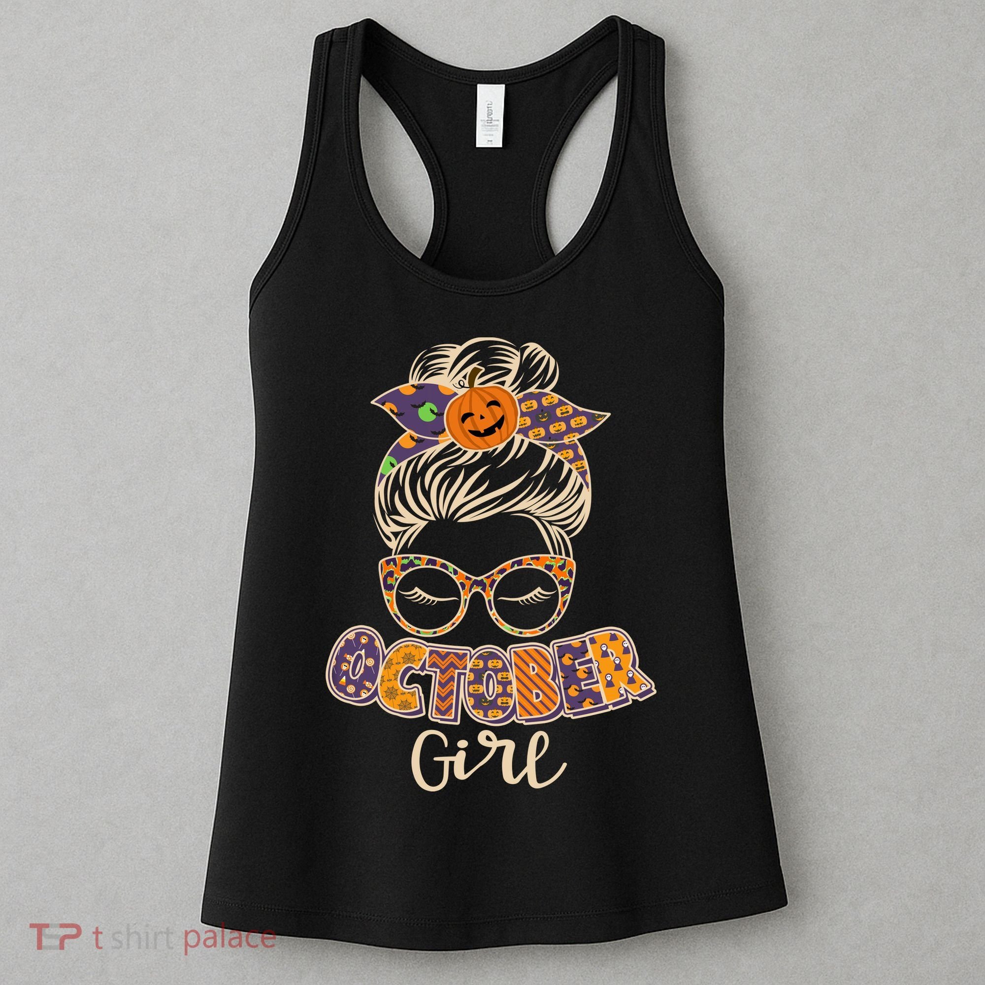 Cute Halloween Patterns October Girl Women's Tank Top