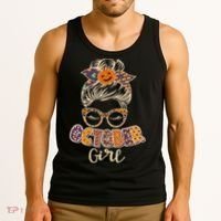 Cute Halloween Patterns October Girl Tank Top thumb 3