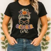 Cute Halloween Patterns October Girl Women's T-Shirt thumb 2