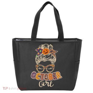 Cute Halloween Patterns October Girl Tote Bag