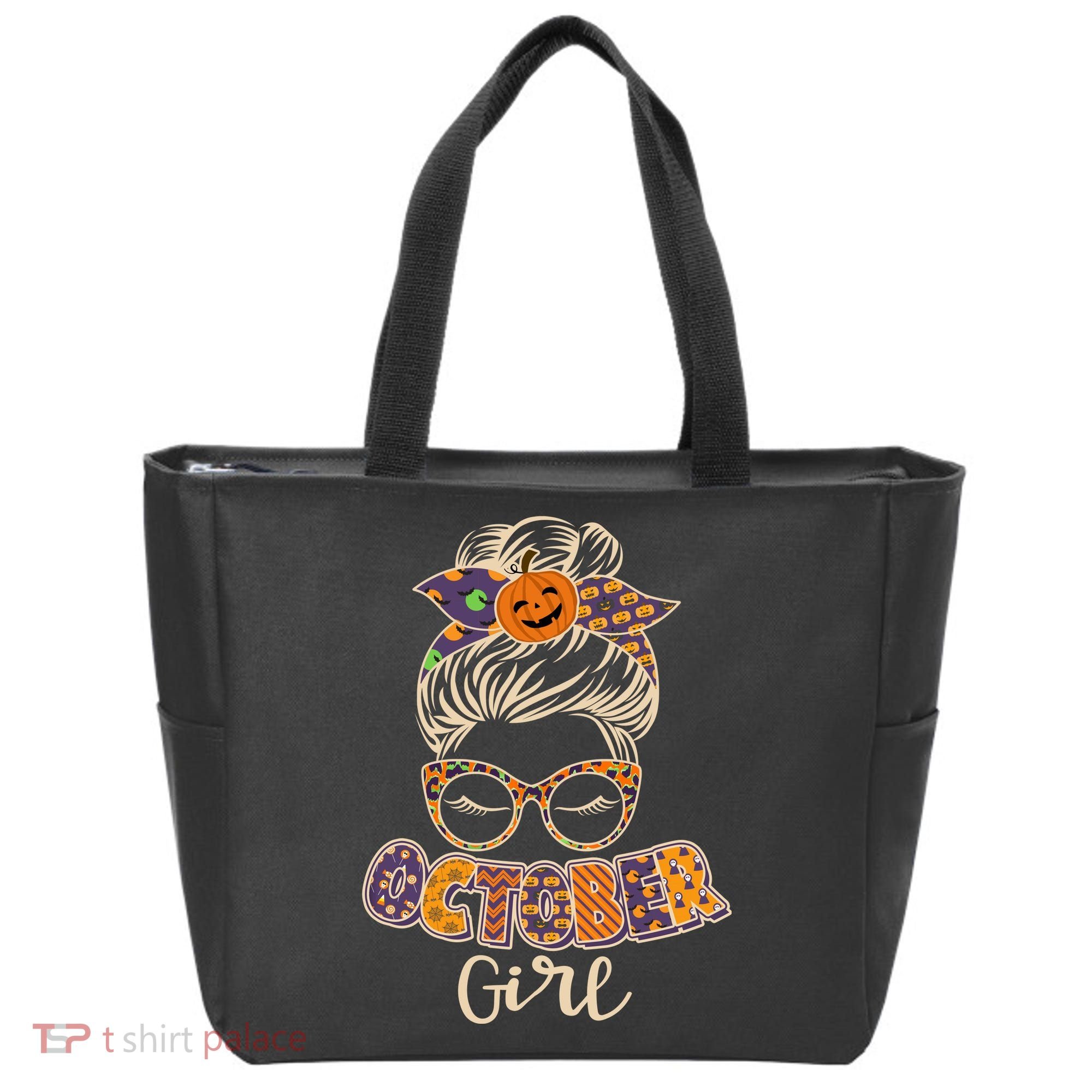 Cute Halloween Patterns October Girl Tote Bag