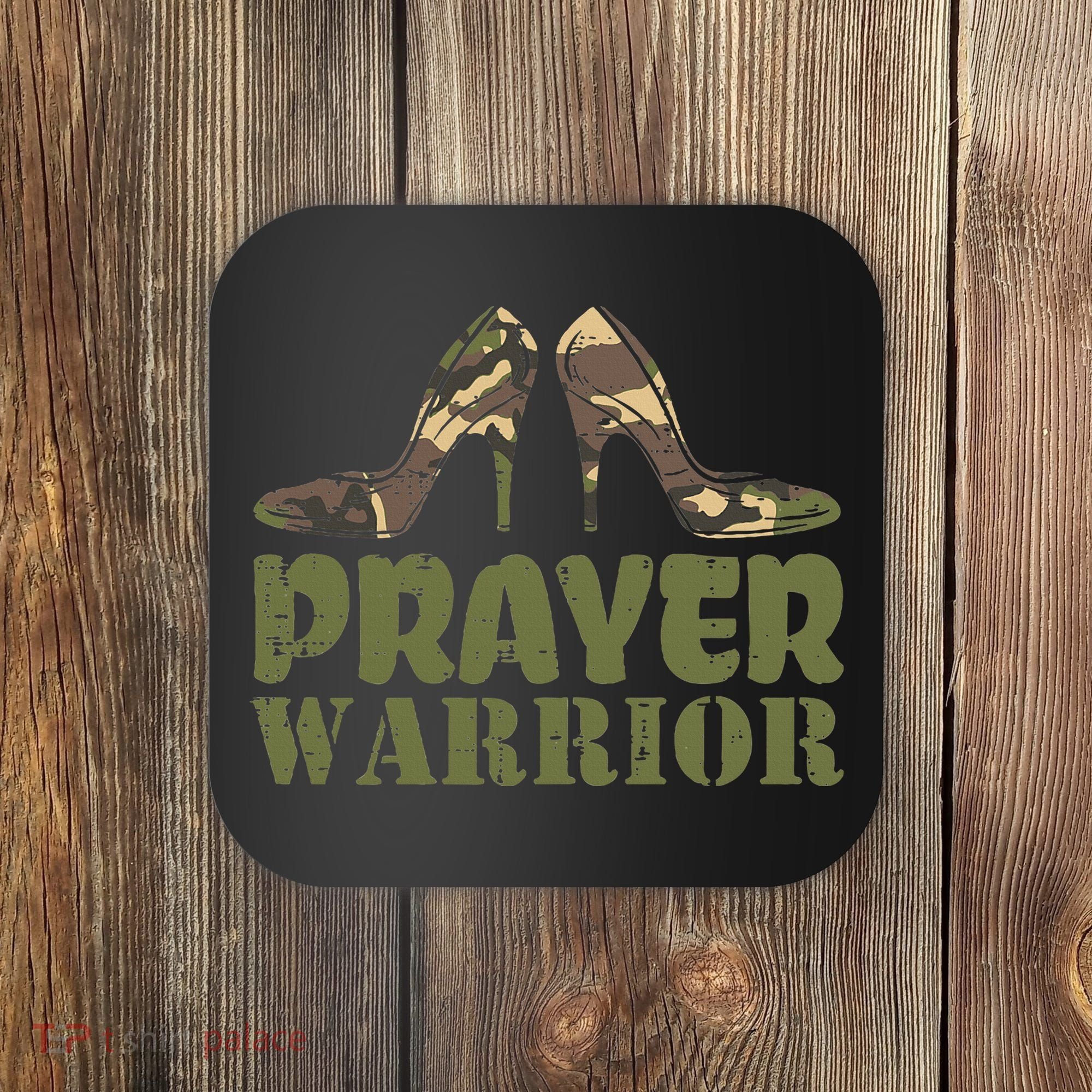 Camo Heels Prayer Warrior Faith God Jesus Christian Coaster