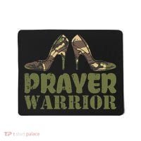 Camo Heels Prayer Warrior Faith God Jesus Christian Mousepad thumb 0