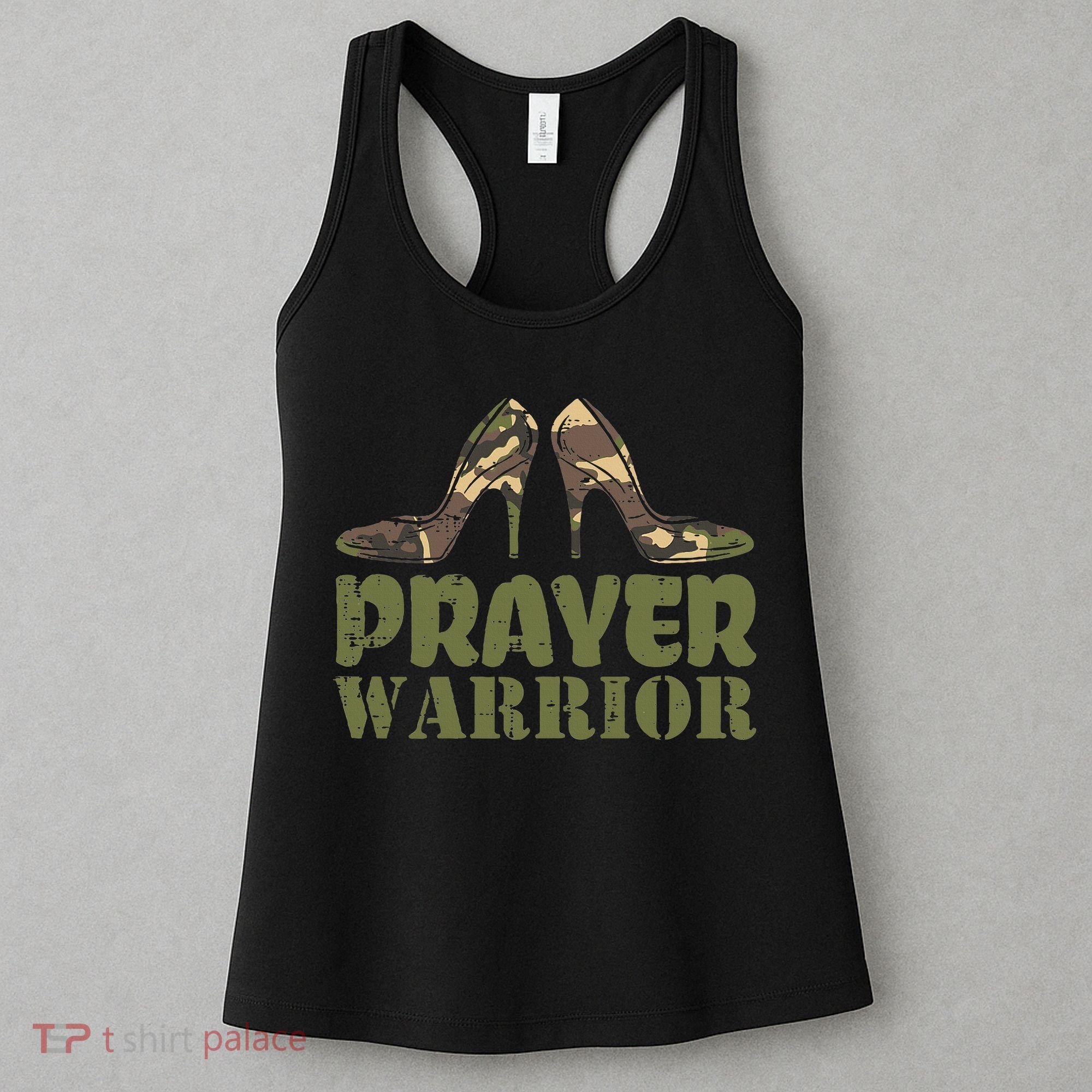 Camo Heels Prayer Warrior Faith God Jesus Christian Women's Tank Top