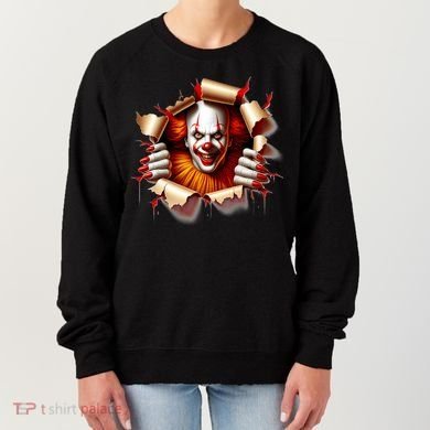 Creepy Halloween Peeking Through Clown Women's Sweatshirt