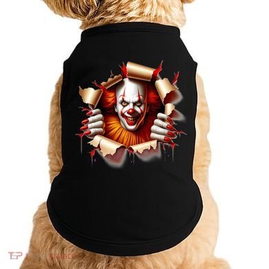 Creepy Halloween Peeking Through Clown Doggie Tank