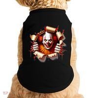 Creepy Halloween Peeking Through Clown Doggie Tank thumb 0