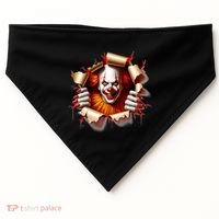 Creepy Halloween Peeking Through Clown USA-Made Doggie Bandana thumb 0