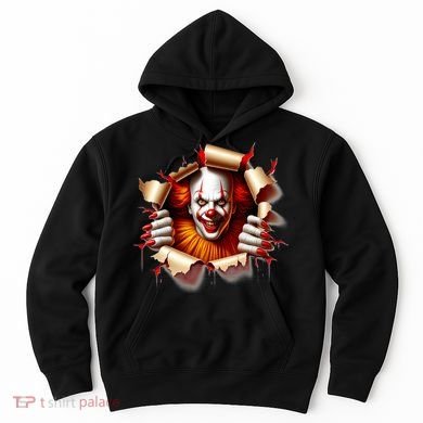 Creepy Halloween Peeking Through Clown Hoodie
