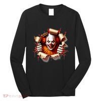 Creepy Halloween Peeking Through Clown Long Sleeve Shirt thumb 0