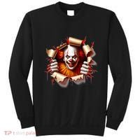 Creepy Halloween Peeking Through Clown Sweatshirt thumb 0