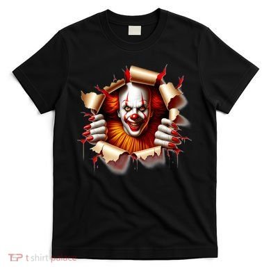 Creepy Halloween Peeking Through Clown T-Shirt