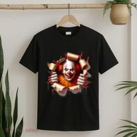 Creepy Halloween Peeking Through Clown T-Shirt thumb 2