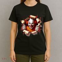 Creepy Halloween Peeking Through Clown T-Shirt thumb 4