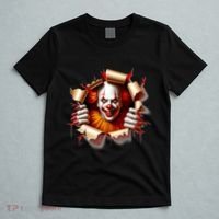 Creepy Halloween Peeking Through Clown T-Shirt thumb 5