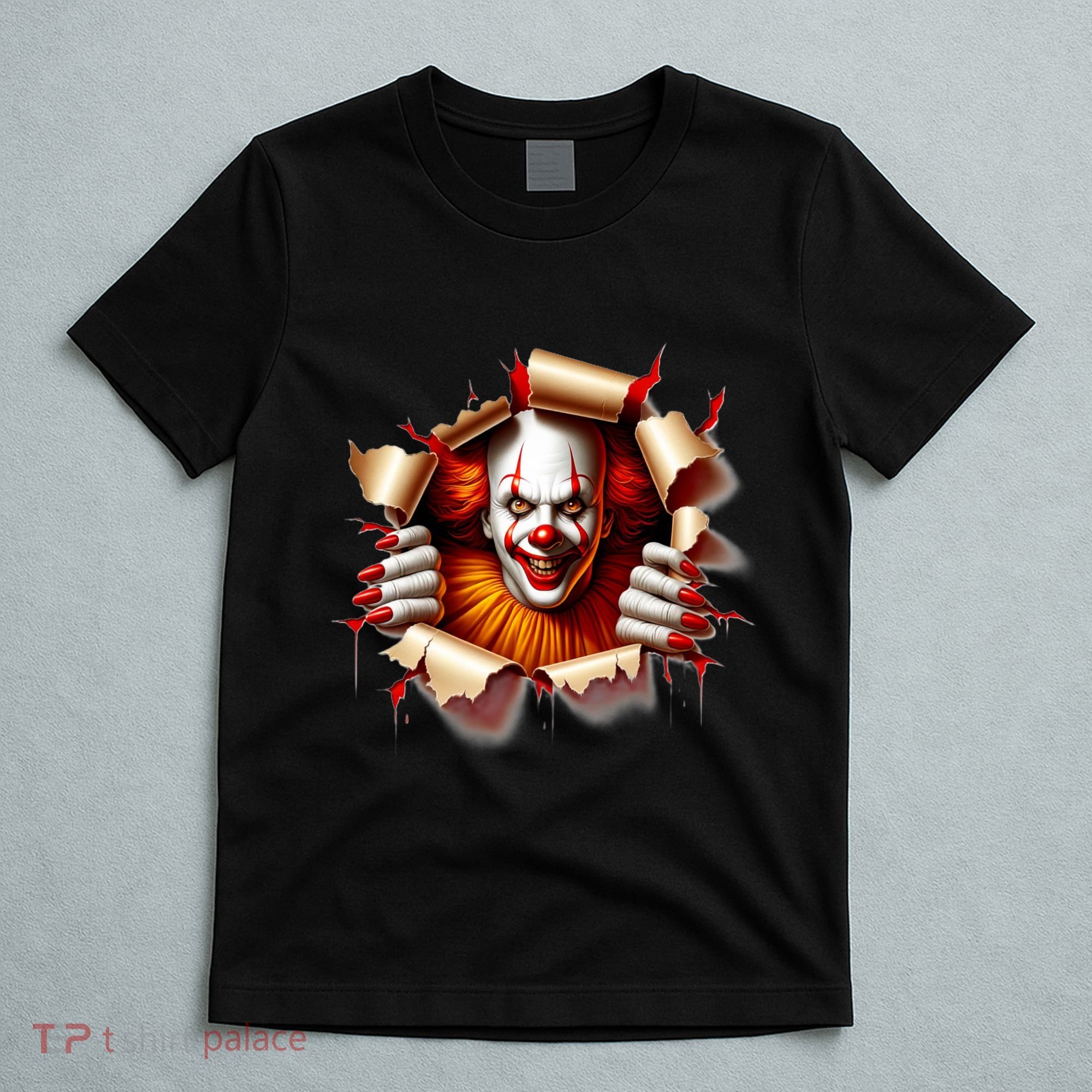 Creepy Halloween Peeking Through Clown T-Shirt