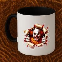 Creepy Halloween Peeking Through Clown Coffee Mug thumb 2