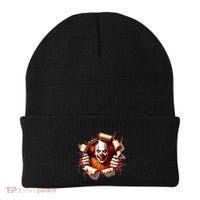 Creepy Halloween Peeking Through Clown Beanie thumb 0