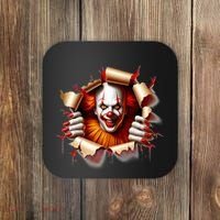 Creepy Halloween Peeking Through Clown Coaster thumb 0