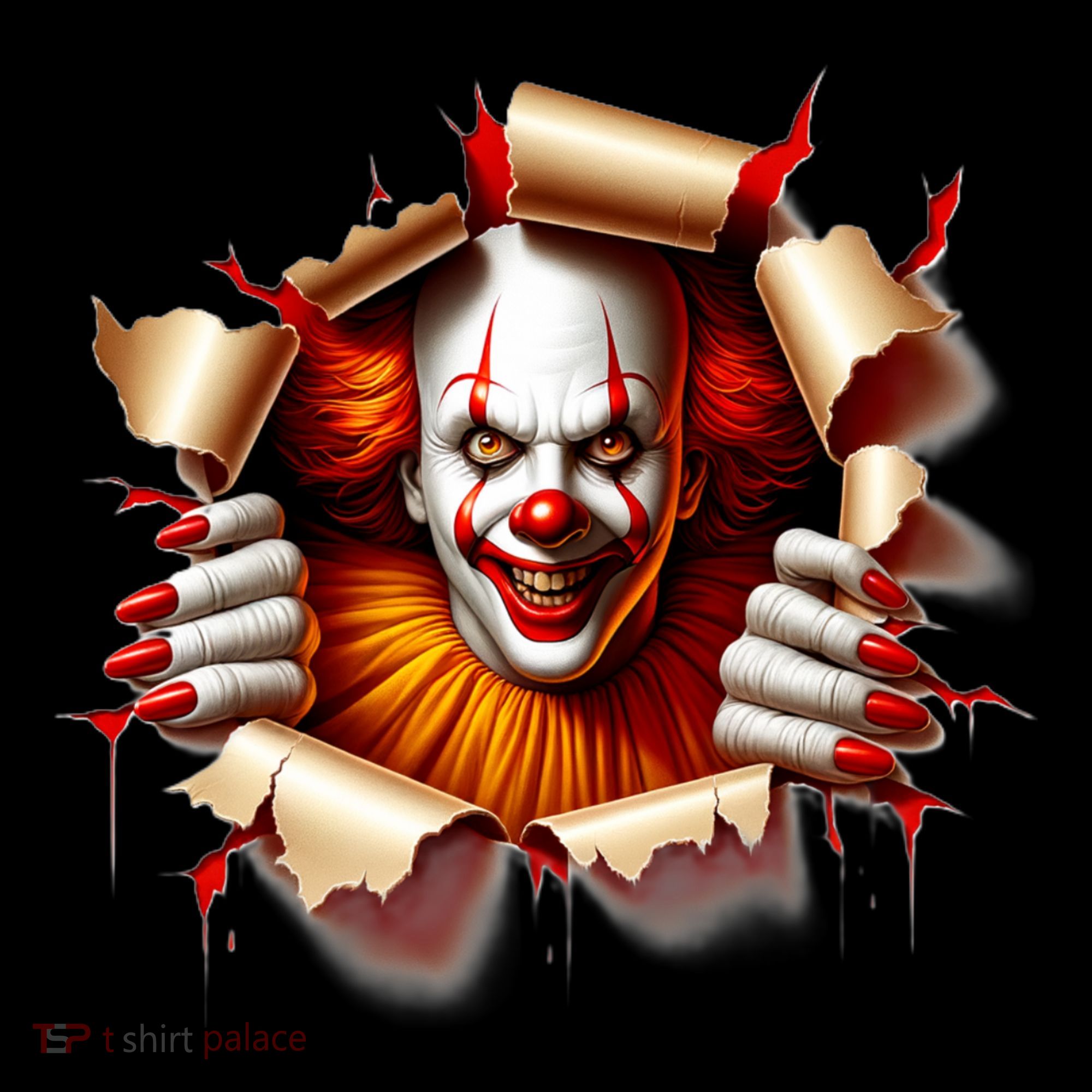 Creepy Halloween Peeking Through Clown Coaster