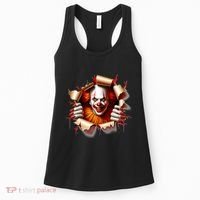 Creepy Halloween Peeking Through Clown Women's Tank Top thumb 0