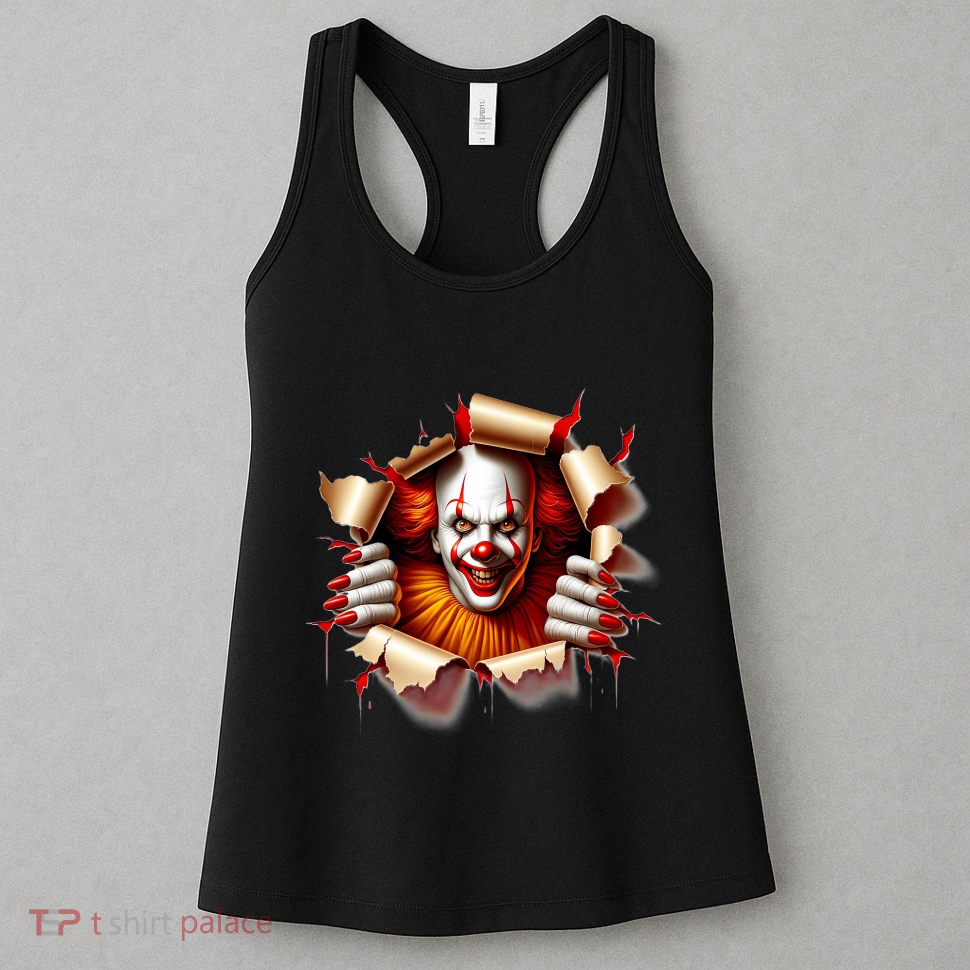 Creepy Halloween Peeking Through Clown Women's Tank Top