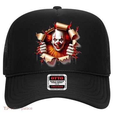 Creepy Halloween Peeking Through Clown Hat