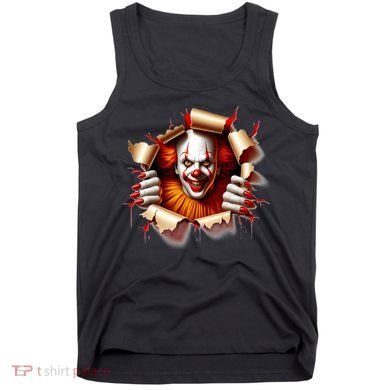 Creepy Halloween Peeking Through Clown Tank Top