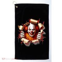 Creepy Halloween Peeking Through Clown Golf Towel thumb 0