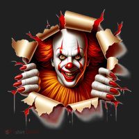Creepy Halloween Peeking Through Clown Golf Towel thumb 3