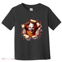 Creepy Halloween Peeking Through Clown Toddler T-Shirt thumb 0