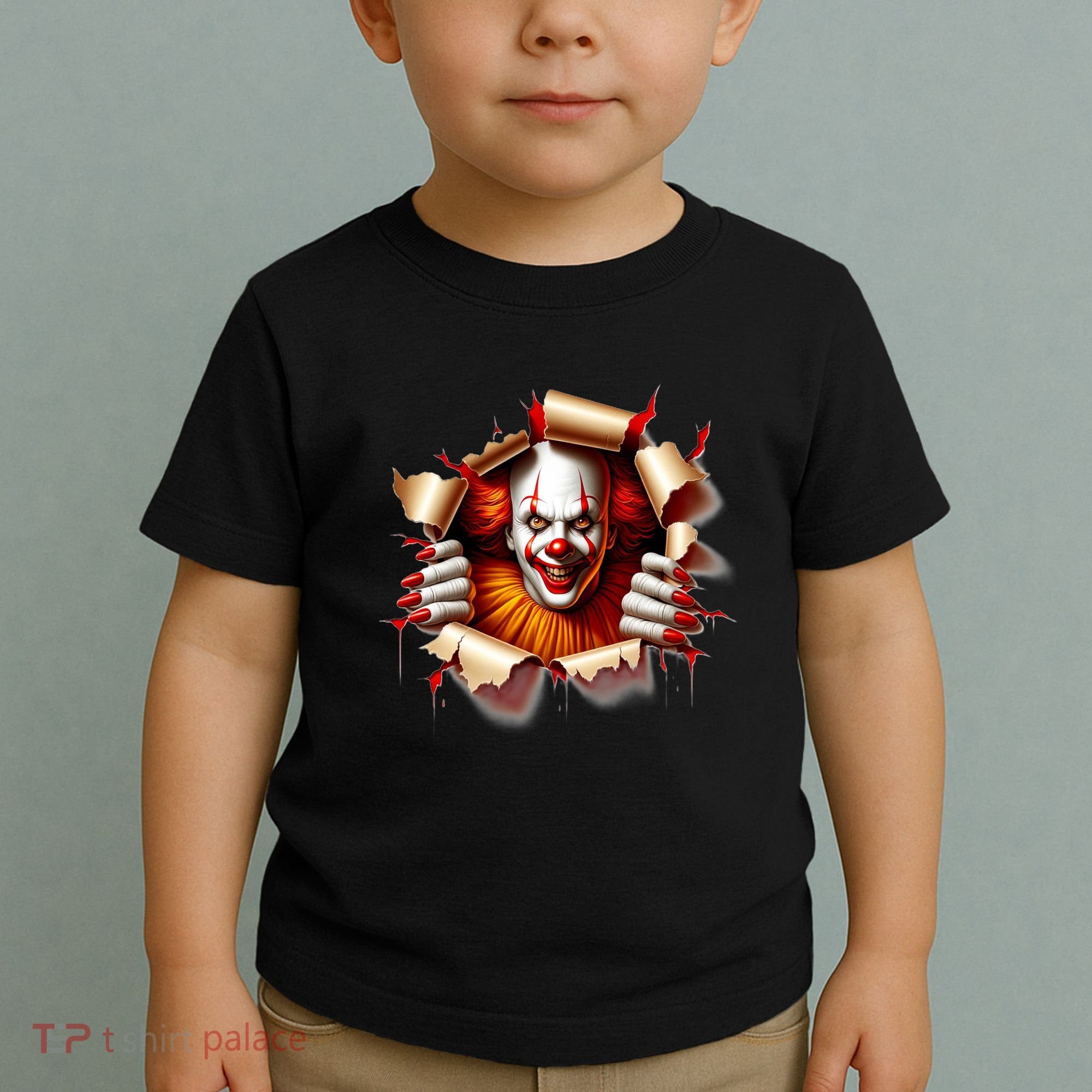 Creepy Halloween Peeking Through Clown Toddler T-Shirt